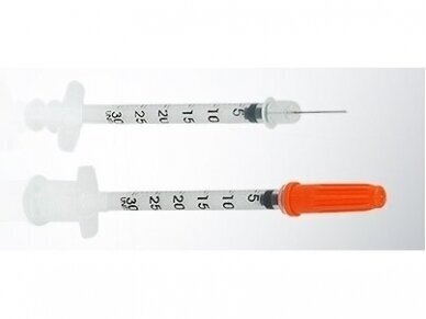 0,10 EUR par 1 gab. pasūtot 100 gab. Insulīna šļirce 0,3 ml sterils U-100 ar integrētu 31G x 8 mm adatu 0,10 EUR par 1 gab. pasūtot 100 gab. Insulīna šļirce 0,3 ml sterils U-100 ar integrētu 31G x 8 mm adatu