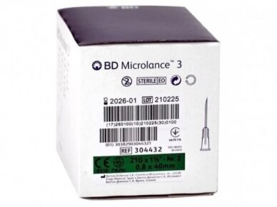 BD Microlance 3 vienreizējās lietošanas adata 21G x 40 mm 100 gab.