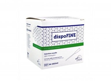 DISPOFINE vienreizējās lietošanas adata 21G x 40 mm 100 gab. DISPOFINE vienreizējās lietošanas adata 21G x 40 mm 100 gab.