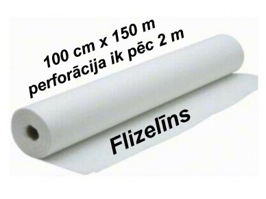 Neausta materiāla pārklājs (flizelīns) kušetēm 100 cm x 150 m rullis ar perforāciju ik pēc 2 m, balts Neausta materiāla pārklājs (flizelīns) kušetēm 100 cm x 150 m rullis ar perforāciju ik pēc 2 m, balts