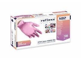 REFLEXX N82 Nitrila cimdi bez pūdera 100 gab. gaiši rozā krāsa